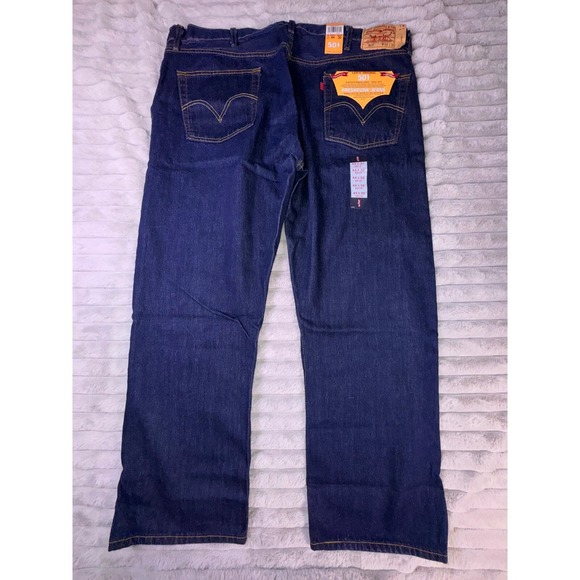Levi's 501XX Original Fit Jeans Preshrunk Dark Wash Straight Leg 44x30 DEADSTOCK - Picture 13 of 14